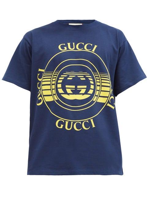 Matchesfashion.com Gucci - Gg-disc Organic Cotton-jersey T-shirt - Mens - Blue