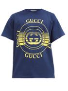 Matchesfashion.com Gucci - Gg-disc Organic Cotton-jersey T-shirt - Mens - Blue
