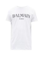 Matchesfashion.com Balmain - Logo Print Cotton T Shirt - Mens - White