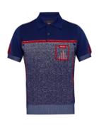 Matchesfashion.com Prada - Gradient Intarsia Stretch Knit Polo Shirt - Mens - Blue