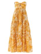 Matchesfashion.com Zimmermann - Mae Amber Palm-print Linen Maxi Dress - Womens - Yellow