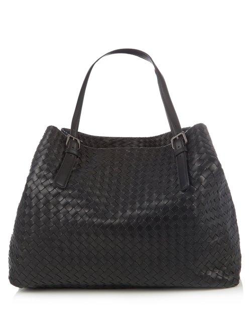 Matchesfashion.com Bottega Veneta - Intrecciato Large Leather Tote - Womens - Black