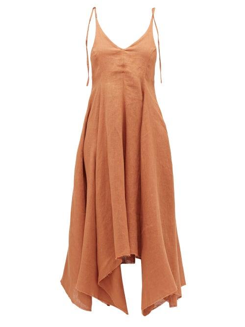 Matchesfashion.com Fil De Vie - Tangier Handkerchief-hem Linen Dress - Womens - Tan
