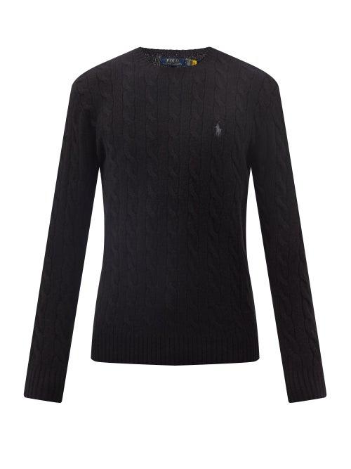 Polo Ralph Lauren - Logo-embroidered Cable-knit Wool-blend Sweater - Mens - Black