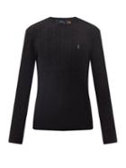 Polo Ralph Lauren - Logo-embroidered Cable-knit Wool-blend Sweater - Mens - Black