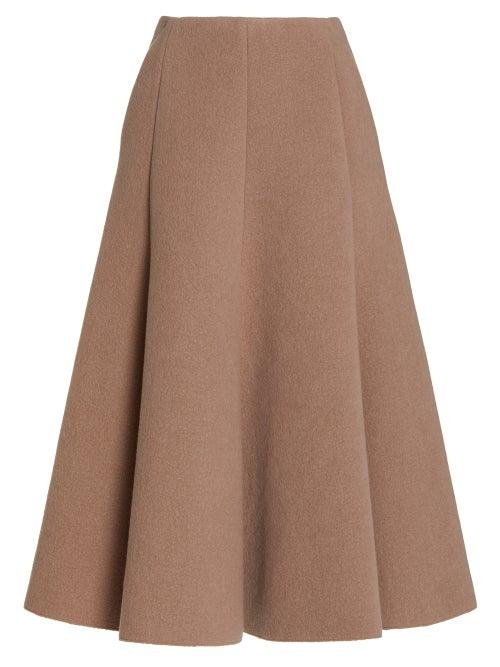 Gabriela Hearst - Maureen Felted-cashmere Midi Skirt - Womens - Dark Beige