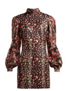 Matchesfashion.com Raquel Diniz - Elle Metallic Floral Mini Dress - Womens - Black Red