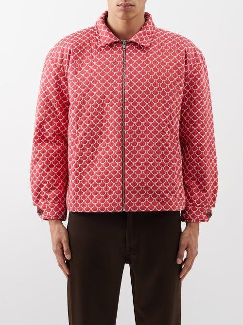 Bode - Siren Embroidered Cotton Jacket - Mens - Red