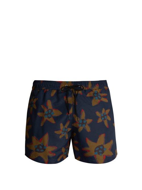 Matchesfashion.com Paul Smith - Torn Floral Print Swim Shorts - Mens - Black Multi