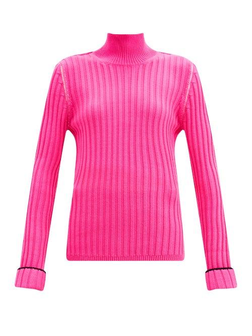 Matchesfashion.com La Fetiche - Polly Ribbed Wool Roll-neck Sweater - Womens - Pink