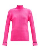Matchesfashion.com La Fetiche - Polly Ribbed Wool Roll-neck Sweater - Womens - Pink