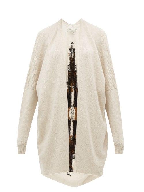 Matchesfashion.com Queene And Belle - Sonora Geometric Intarsia Cashmere Cardigan - Womens - Ivory Multi
