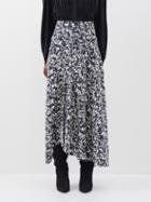 Isabel Marant - Sakura Printed Bias-cut Silk-blend Skirt - Womens - Black White