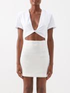 Gauge81 - Keila Plunge-front Organic Cotton Cropped Top - Womens - White