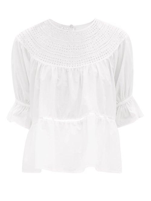 Merlette - Sol Broderie-anglaise Cotton-poplin Top - Womens - White