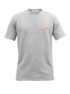 Matchesfashion.com Maison Kitsun - Chillax Fox-patch Cotton-jersey T-shirt - Mens - Grey