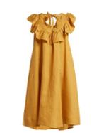 Matchesfashion.com Three Graces London - Faye Tie Back Linen Dress - Womens - Yellow