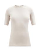 Brunello Cucinelli - Monili Chain-trim Ribbed Cotton-blend T-shirt - Womens - Light Grey