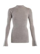 Matchesfashion.com Stella Mccartney - High Neck Cotton And Alpaca Blend Sweater - Womens - Grey