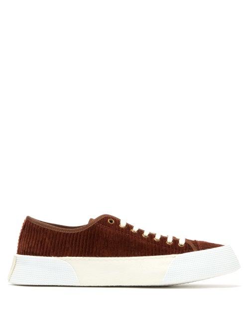 Matchesfashion.com Ami - Cotton Corduroy Flatform Trainers - Mens - Brown