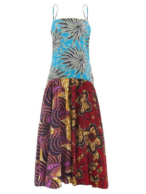 Ladies Rtw Lisa Folawiyo - Jbl Ankara-print Cotton Maxi Dress - Womens - Blue Multi