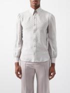 Gucci - Aria Gg-print Silk-crepe Shirt - Mens - Light Grey
