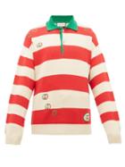 Matchesfashion.com Gucci - Gg Striped Cotton Polo Sweater - Mens - Red White
