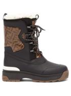 Matchesfashion.com Fendi - T Rex Shearling Lined Rubberised Leather Boots - Womens - Black Multi