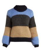 Ganni Julliard Colour-block Mohair-blend Knit Sweater
