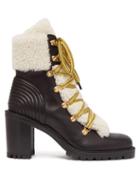 Matchesfashion.com Christian Louboutin - Yetita Shearling Trimmed Leather Ankle Boots - Womens - Black White