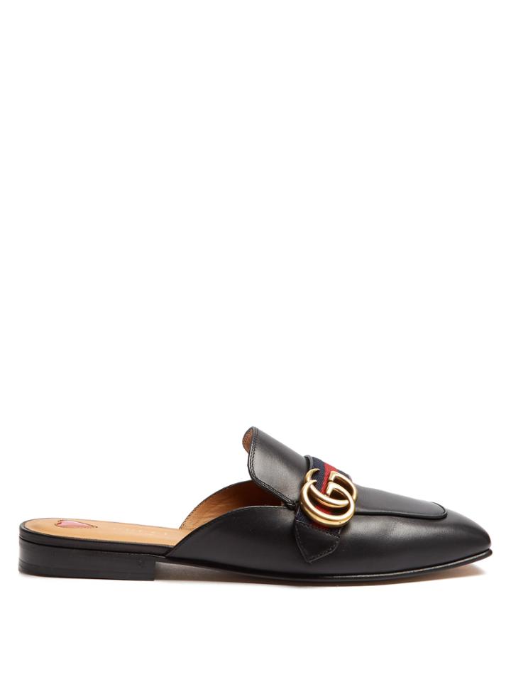 Gucci Peyton Leather Backless Loafers