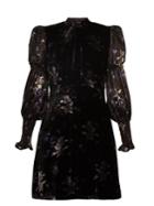 Rebecca Taylor Puff-sleeve Violet-print Velvet Dress