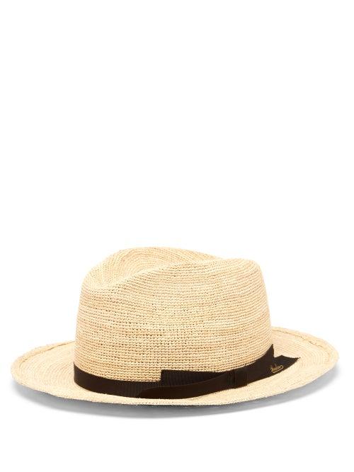 Matchesfashion.com Borsalino - Crochet Raffia Panama Hat - Mens - Black