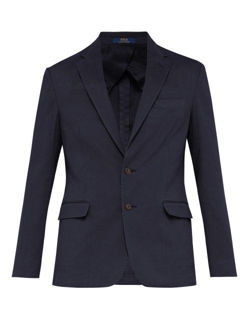 Matchesfashion.com Polo Ralph Lauren - Single Breasted Cotton Blend Blazer - Mens - Navy