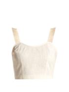 Matchesfashion.com Staud - Coco Raffia Trimmed Linen Blend Cropped Top - Womens - Ivory