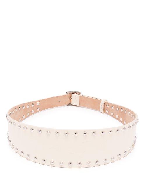 Matchesfashion.com Alexander Mcqueen - Stud Embellished Leather Belt - Womens - White