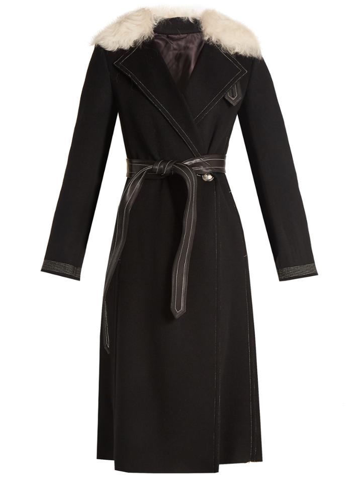 Helmut Lang Shearling-trimmed Wool And Cashmere-blend Coat