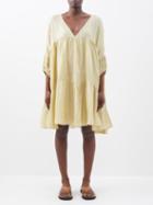 Anaak - Airi Banded Silk-tussar Mini Dress - Womens - Light Gold