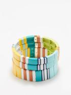Roxanne Assoulin - Set Of Three Sea Breeze Enamel Bracelets - Womens - Yellow Multi