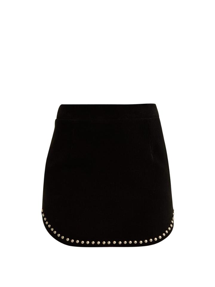 Saint Laurent Studded Cotton-corduroy Mini Skirt