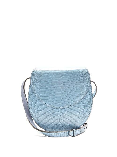 Matchesfashion.com Hunting Season - The Saddle Polished-lizard Bag - Womens - Blue