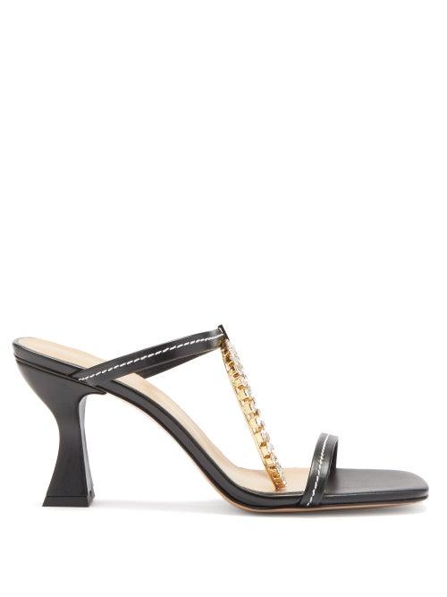 Matchesfashion.com Jw Anderson - Crystal-embellished Square-toe Leather Sandals - Womens - Black