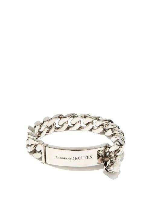 Matchesfashion.com Alexander Mcqueen - Skull-charm Curb-chain Bracelet - Mens - Silver