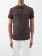 Orlebar Brown - Sebastian Linen Polo Shirt - Mens - Dark Brown
