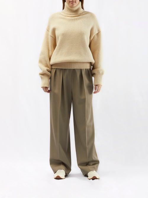 The Row - Ludo Roll-neck Wool Sweater - Womens - Beige