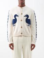 S.s. Daley - Jasper Duck-intarsia Lambswool Cardigan - Mens - Cream Navy