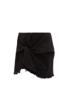 Matchesfashion.com Marques'almeida - Knotted Denim Mini Skirt - Womens - Black