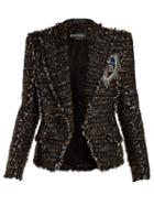 Matchesfashion.com Balmain - Badge Appliqu Tweed Blazer - Womens - Black Multi