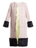 Matchesfashion.com Shrimps - Andrea Contrast Panel Checked Cotton Coat - Womens - Pink Multi