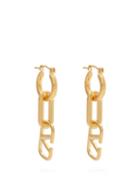 Matchesfashion.com Valentino - Logo And Chainlink Earrings - Womens - Gold